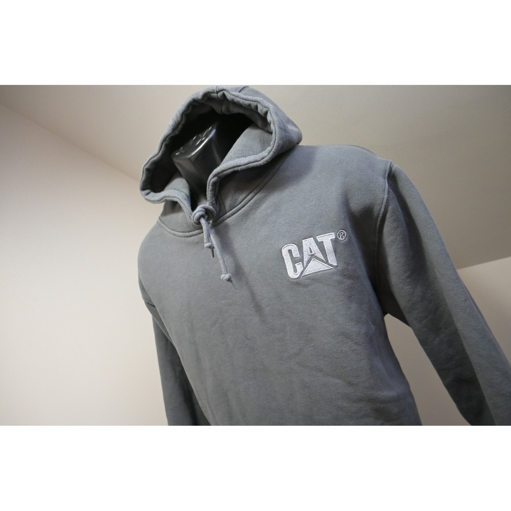 Caterpillar CAT Hoodie Mens XL Gray Embroidered Logo Pullover Workwear Excellent